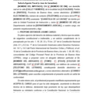Escrito Forense: Designación de Defensor Particular y Solicitud de Vinculación URGENTE al SIMP (PBA).