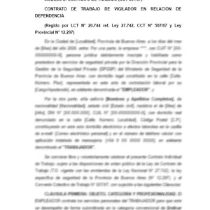 Contrato de trabajo de vigilador en relación de dependencia